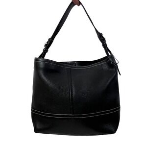 Coach Soho Black Pebbled Leather Hobo Bag Contrast Stitch F11882